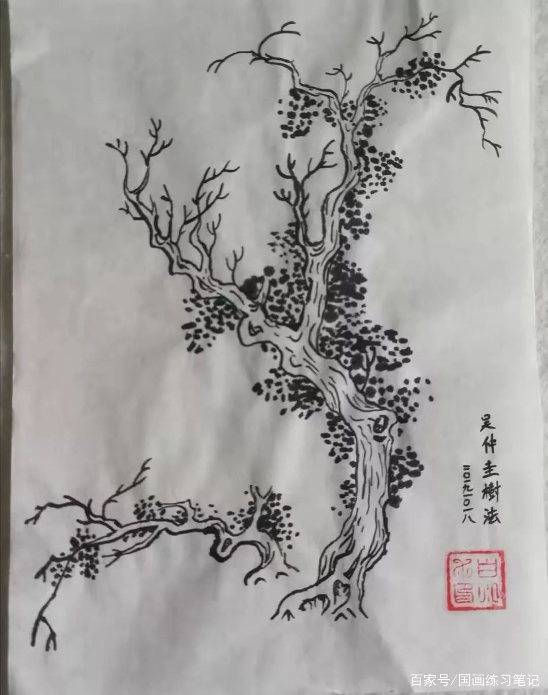 国画练习：《芥子园画传》树谱，历代名家画树法_百科TA说