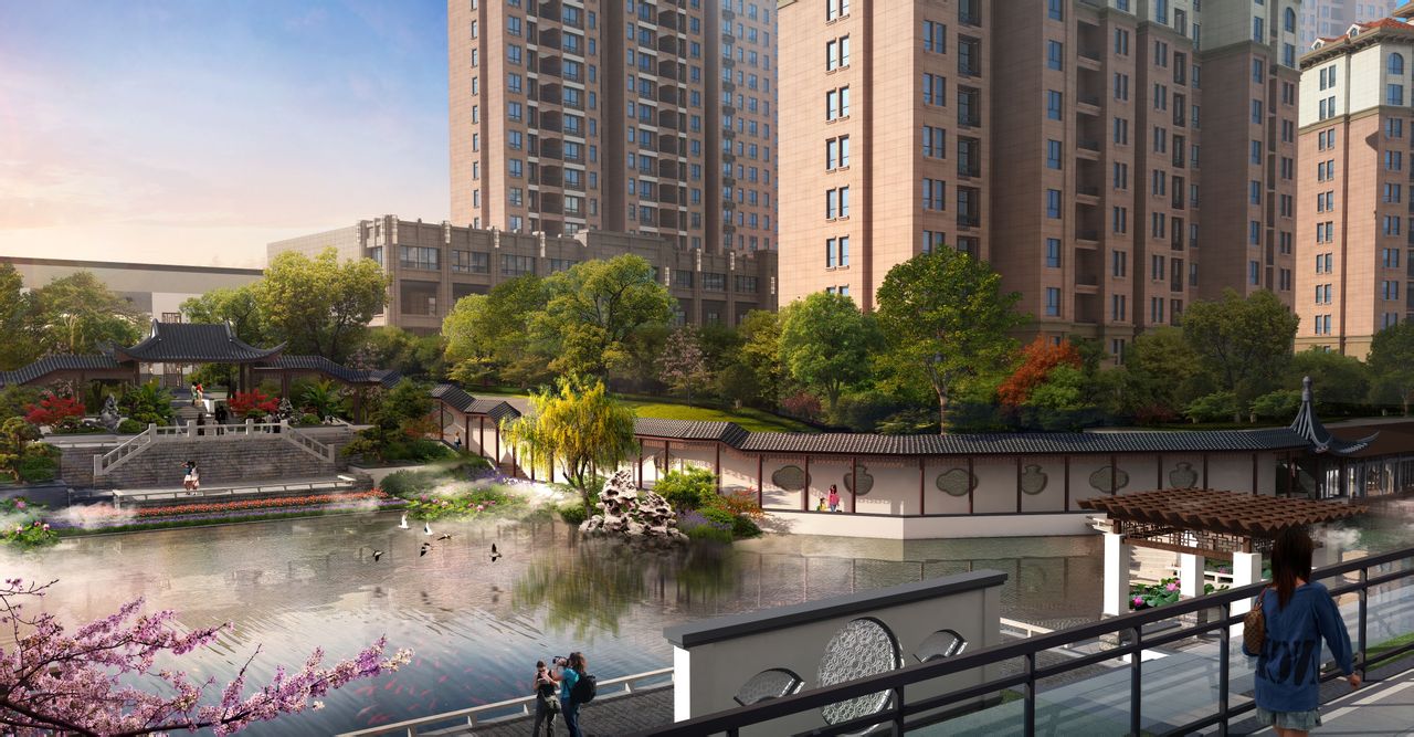 社区总占地面积约17万平米,总建筑面积约60万方㎡,由小高层,高层和