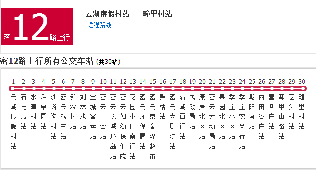北京公交密12路