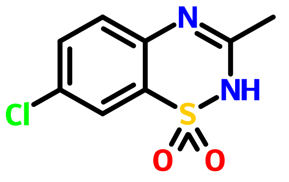  p>二氮嗪化合物化学式为7-氯-3-甲基-2h-1,2,4-苯并噻二嗪 1,1