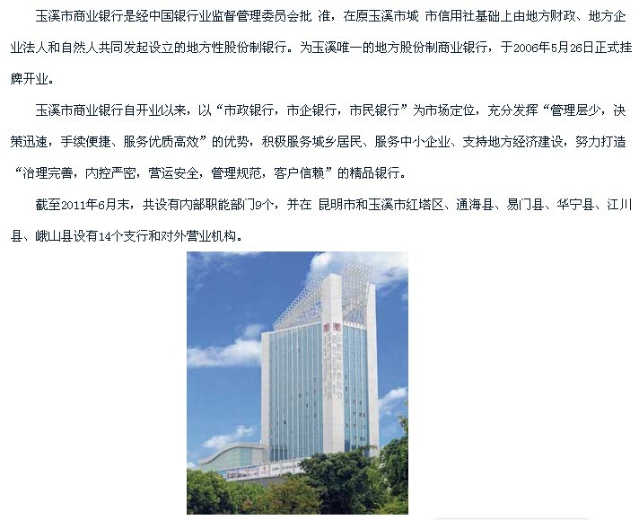 玉溪市商业银行