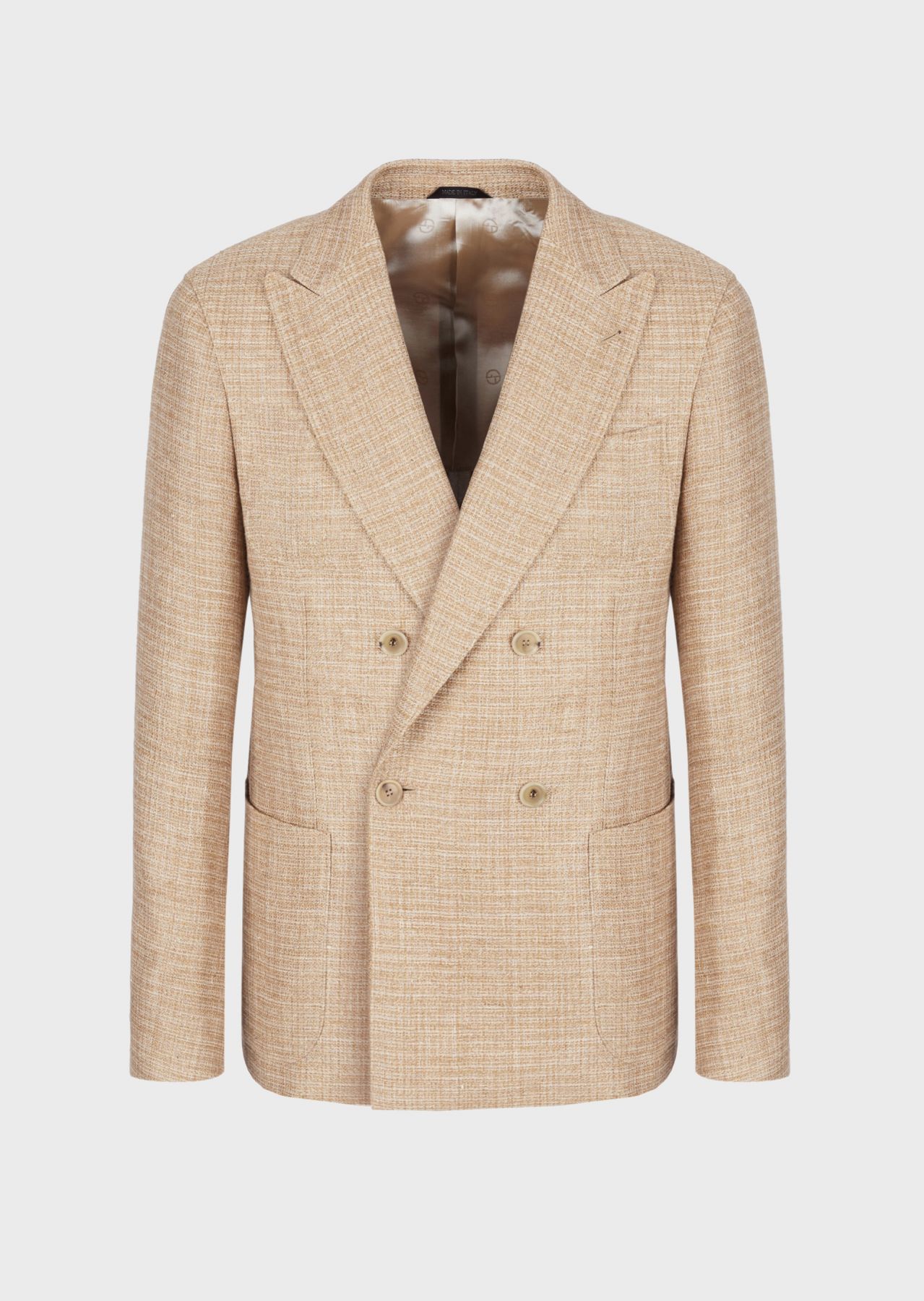 亚麻桑蚕丝双排扣西装