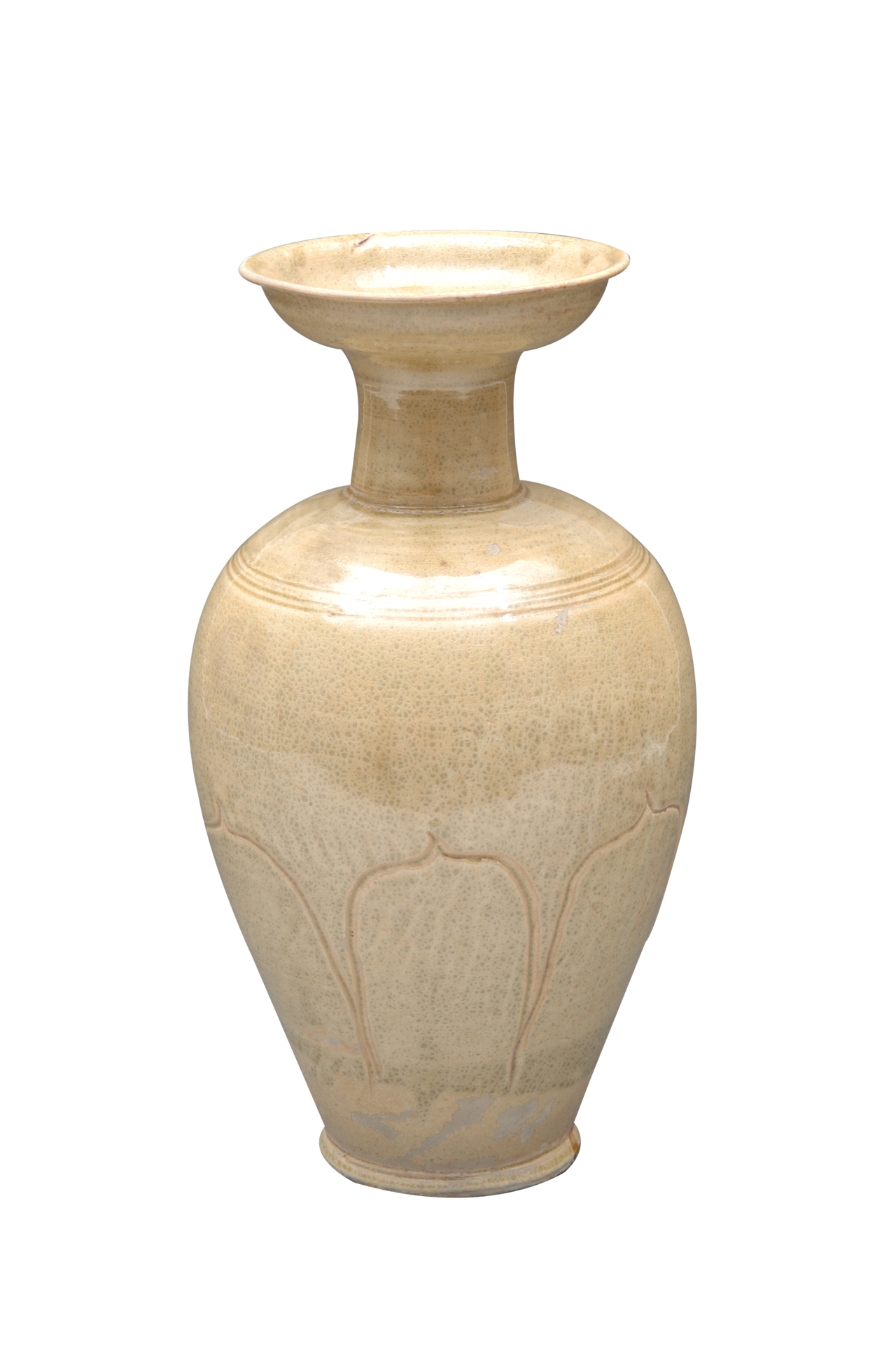 五代衡州窑青黄釉莲瓣纹瓶