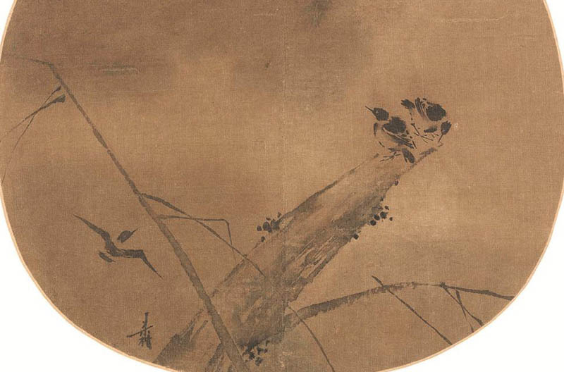 梁楷秋柳双鸦图