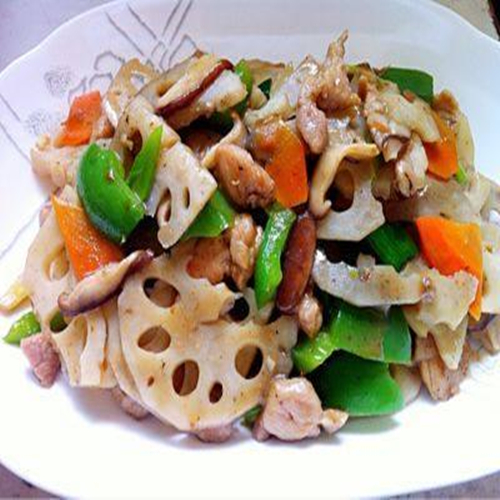 脆脆的肉片炒莲藕