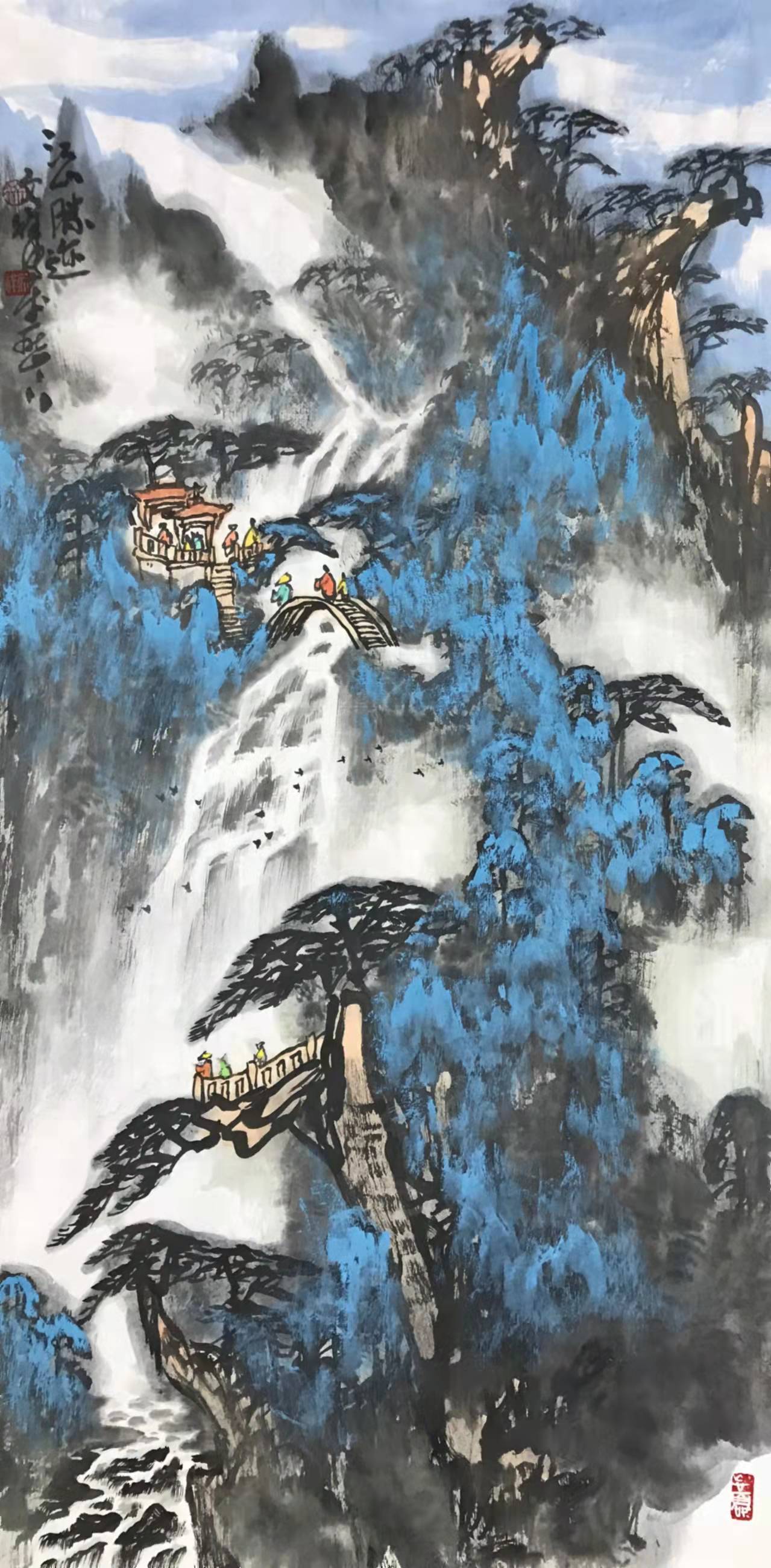 徐文祥,别号童颜山人,师从著名画家李承志