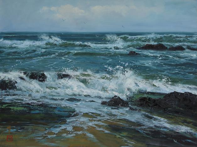  p>《碧海蓝天》是朱曜奎2012年创作的布面油画. /p>