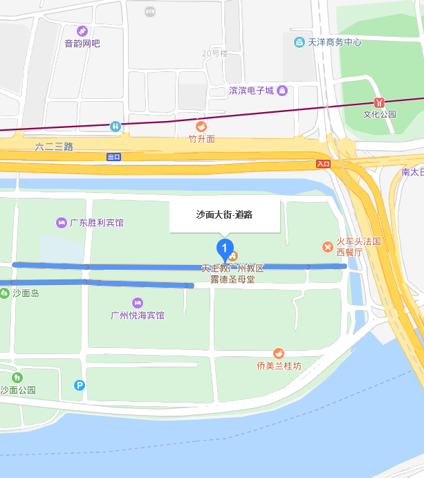 p data-id="gnvfbwuhyd">沙面大街在广州城区西南.