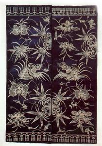 苗族蜡染花鸟纹被面