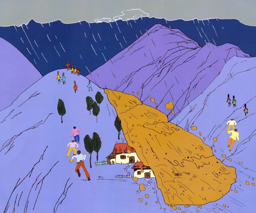  p>泥石流(mudslide)是指在山区或者其他沟谷深壑,地形险峻的地区