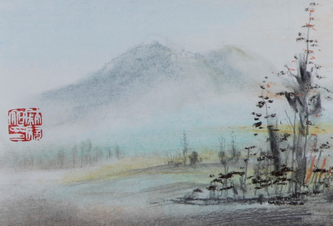 多彩素描山水画