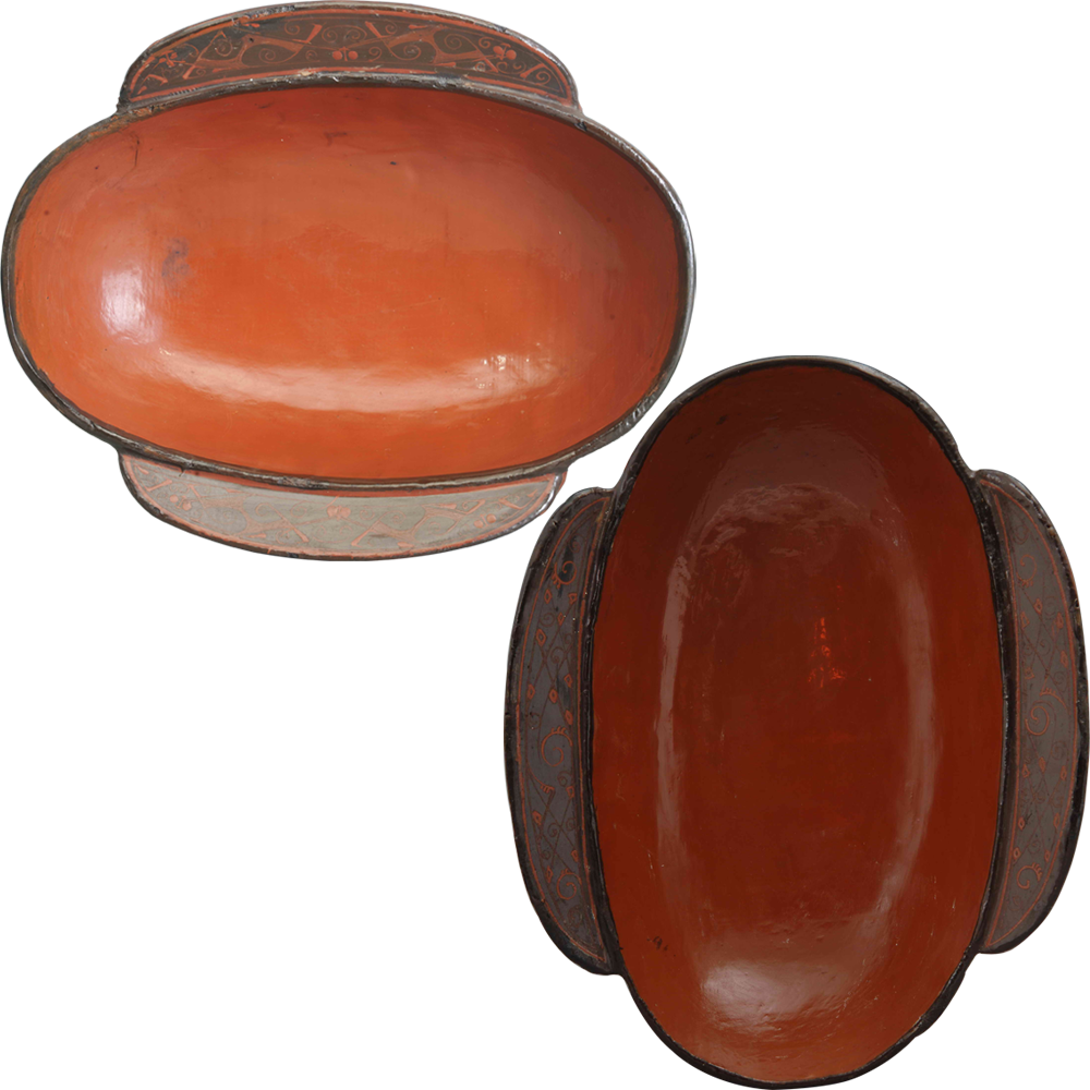 西汉渔阳凤纹漆耳杯