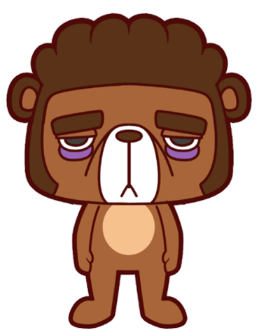 的发型,象征着疲倦熊的智慧,浓眉毛不仅代表着一种坚强刚毅果断的性格