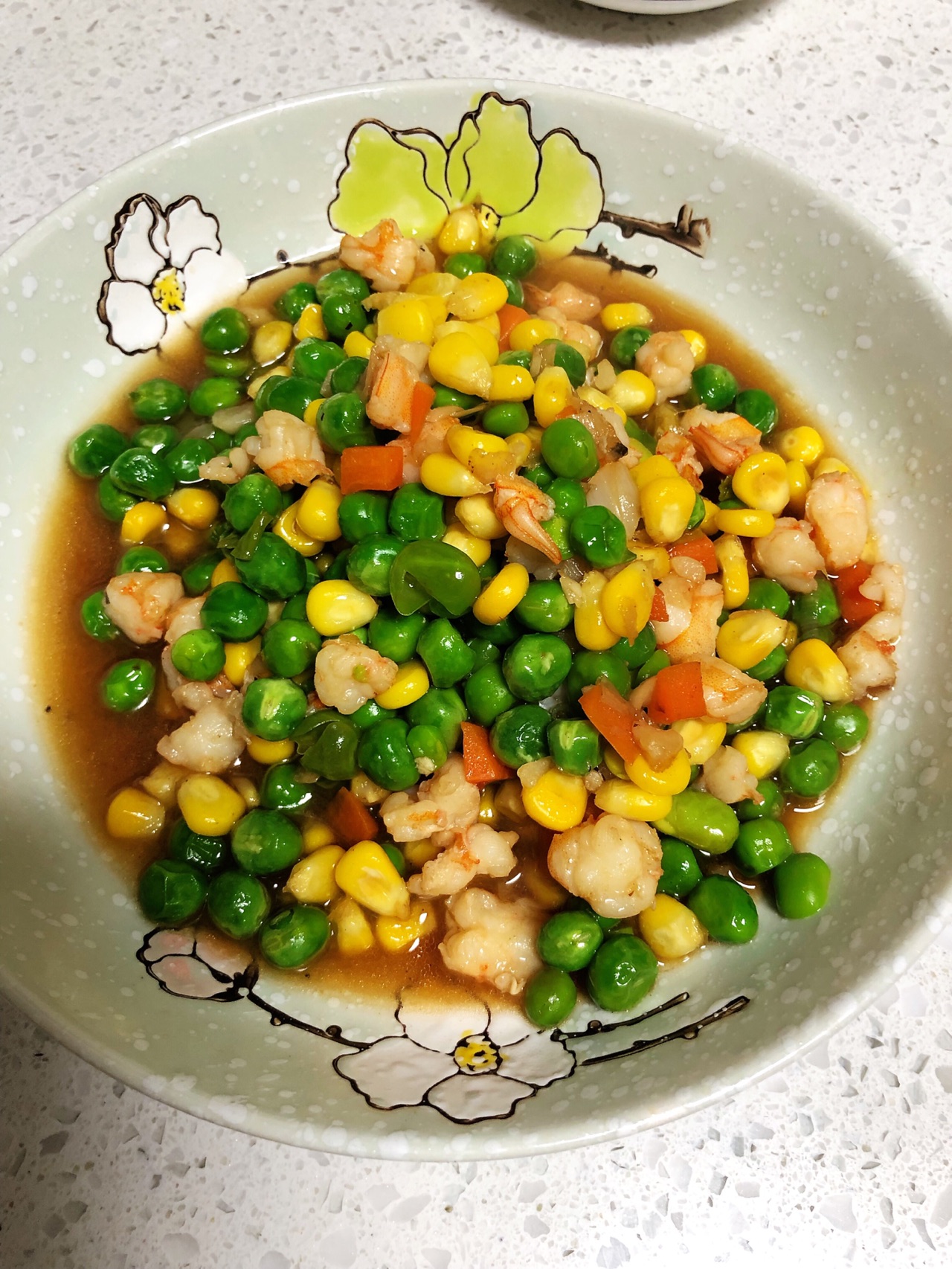 青豆玉米炒虾仁