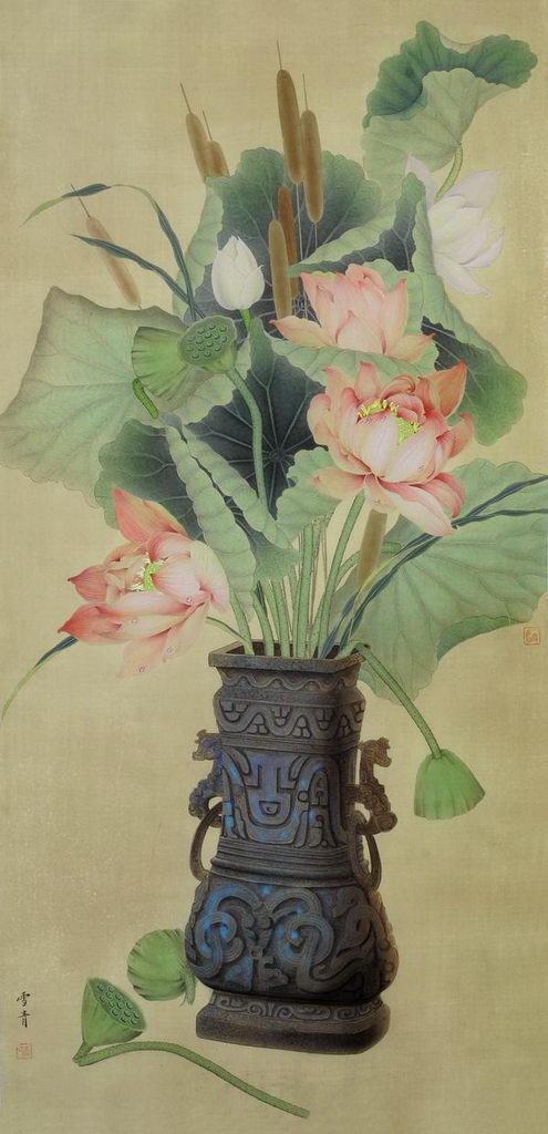 龚雪青,河北省任丘市人,职业画家,别署九墨