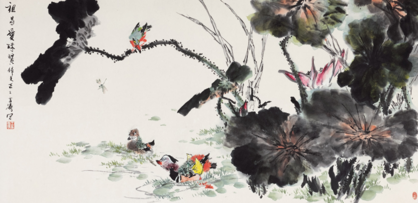 《鸳鸯荷花》是王雪涛创作的绘画作品