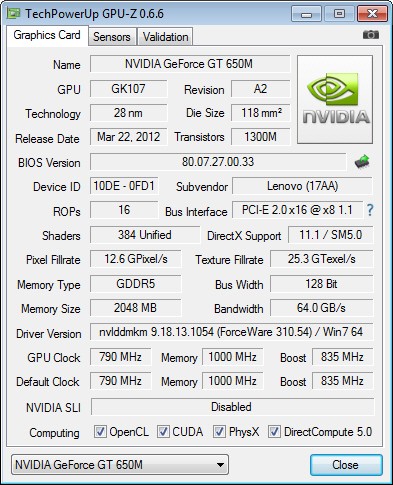 p>nvidia geforce gt650m采用开普勒架构,28nm的制程与之前500m系列