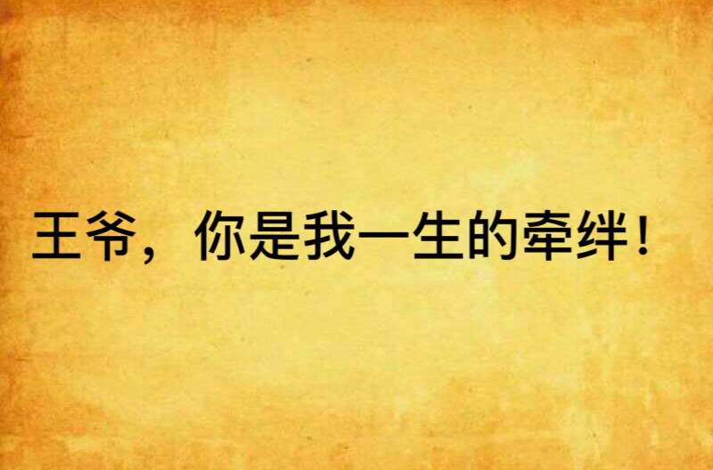 王爷,你是我一生的牵绊!