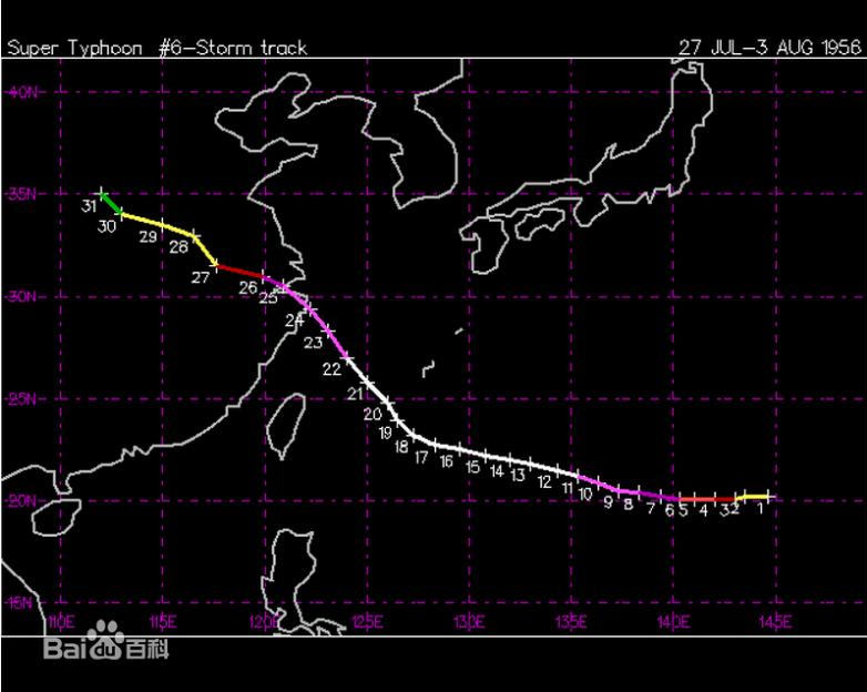  /p> p>1956年8月1日晚22时,5612号台风wanda(温黛)在 a href="#"