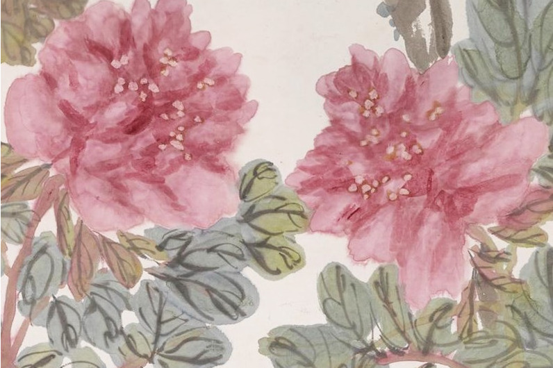 清蒲华牡丹图轴