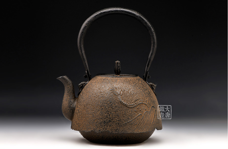 日本茶器 日本古铜精工松鹤纹铸物 日本古铜工艺，精