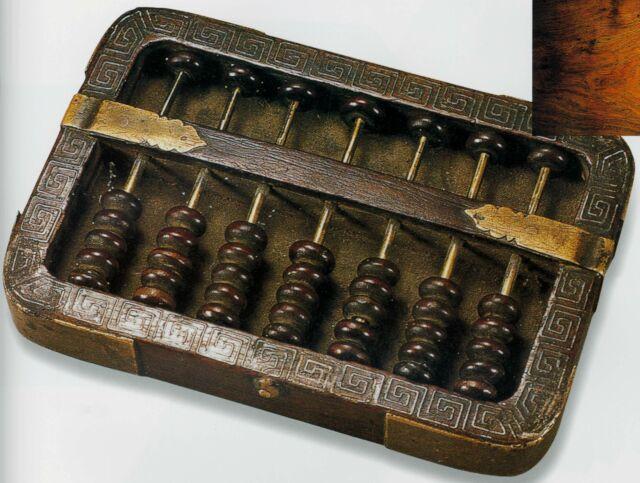  p>算盘是我国古代发明的简单而成熟的计算工具,以若干细棍穿算珠,称