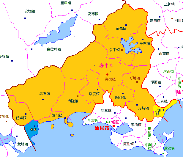 海丰县西南部,东南临海,西与 a target="_blank" href="/item/惠东县