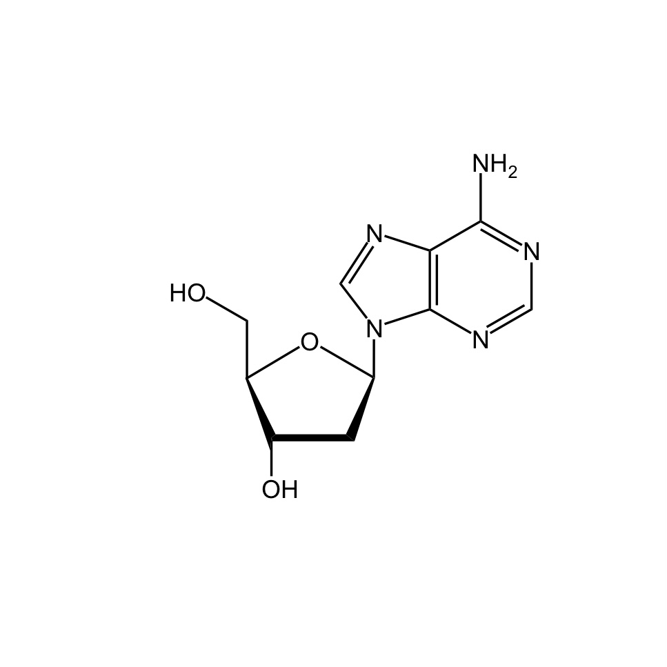 又名脱氧腺苷,英文名为deoxyadenosine,分子式是c10h13n5o3,分子量为