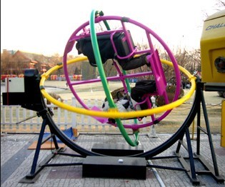  p>太空环,又名三维滚环,一种由训练飞行员和宇航员的模拟装置演变