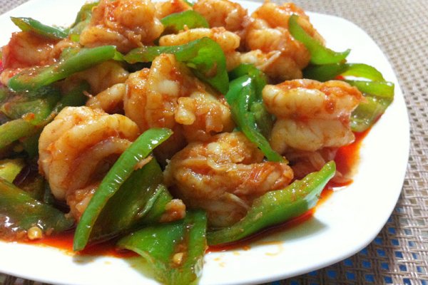 虾仁炒青椒