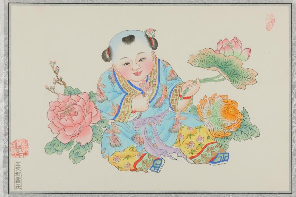 gp">现代杨柳青四季花开年画是重庆中国三峡博物馆收藏的绘画类作品