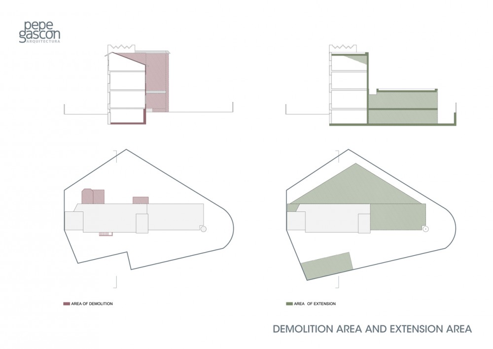 以适应几何形状不规则的场地,并保护和突出现有建筑