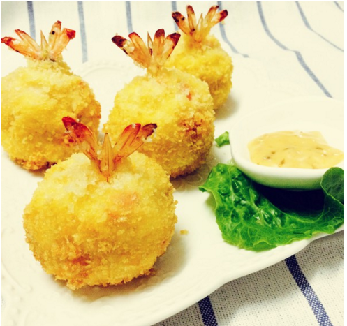 土豆泥鲜虾球