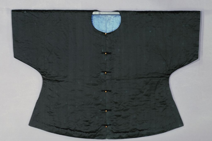 清油绿色素缎袷行服褂