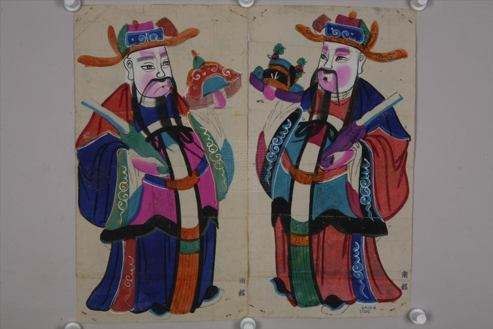 清四川绵竹文武加官年画