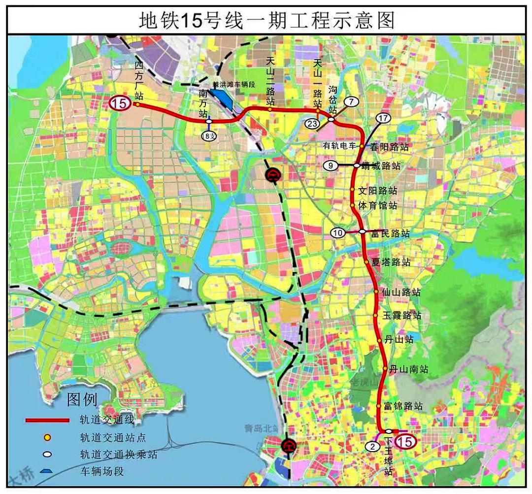 data-lemmaid="785198">青岛市 /a>地铁15号线为东南—西北走向,线路