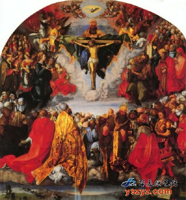 丢勒画三位一体崇拜