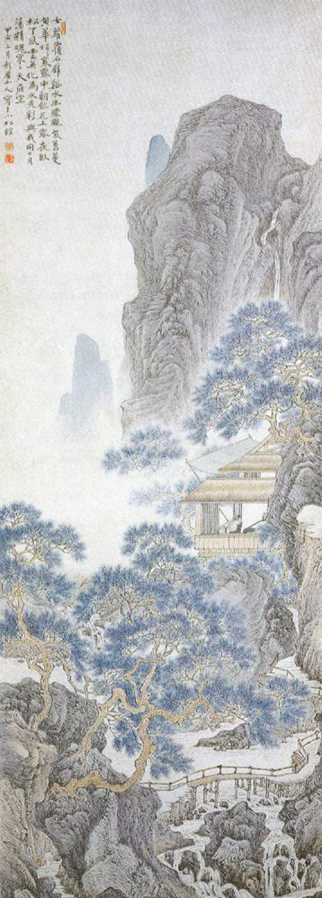 此画画法结合石涛,南田于一手,用笔秀逸,构图实而不拥挤.