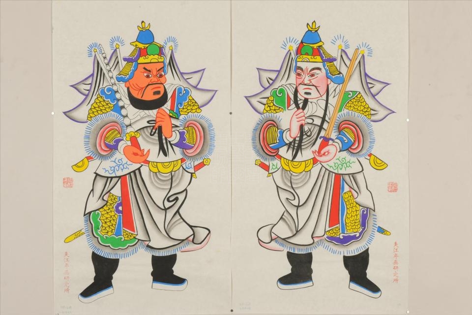 现代夹江鞭锏门神年画