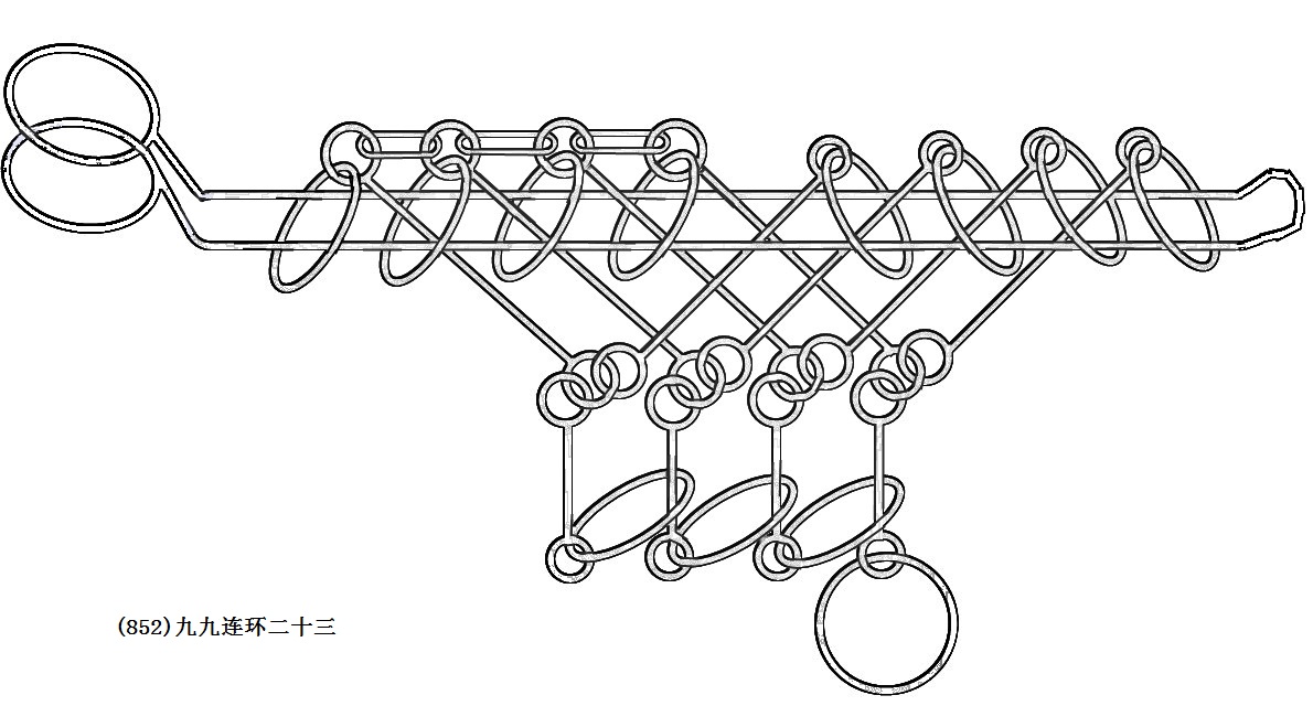  p>九连环是中国传统民间智力玩具,以金属丝制成9个圆环,将圆环套装在