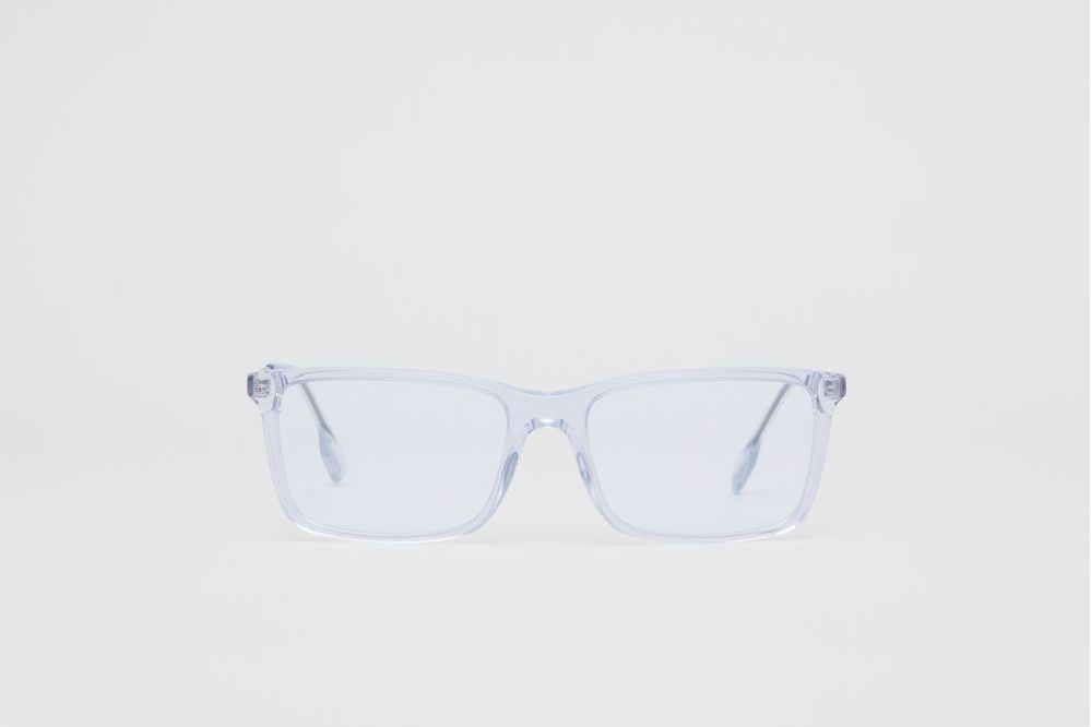 标志性条纹细节长方形光学镜框