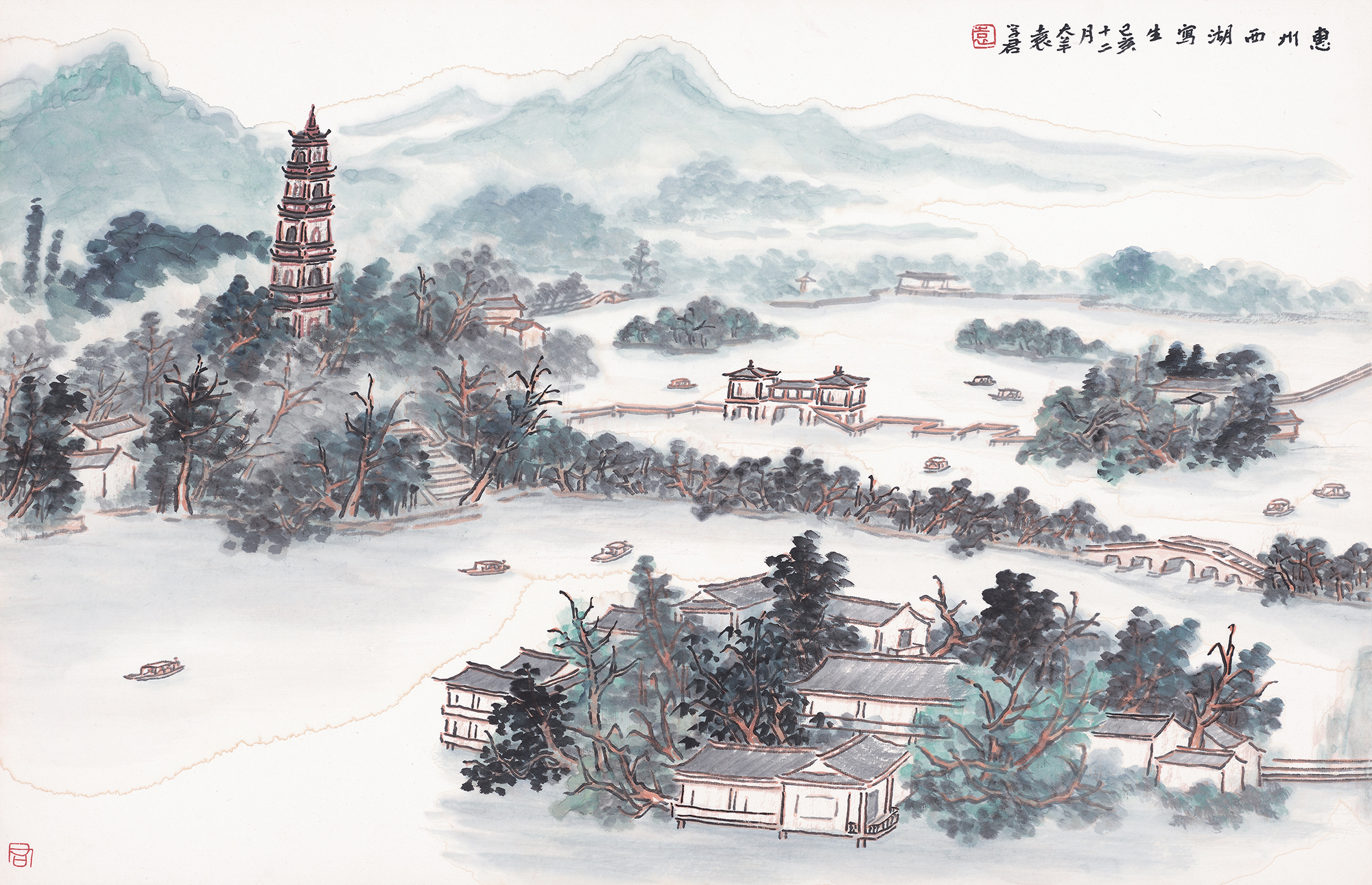 ">袁学君 /a>于2019年-2020年创作的山水画作品,描绘的是惠州境内的风