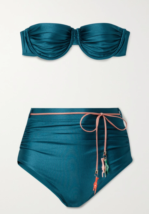 cassia带缀饰金属感带钢圈比基尼