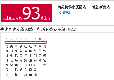 北京公交快速直达专线93路