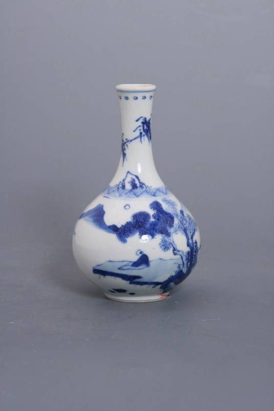 清康熙景德镇窑青花山水人物纹胆瓶_百度百科