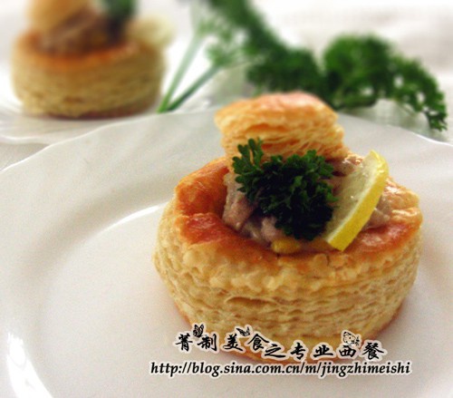 奶油蘑菇鸡酥皮盒