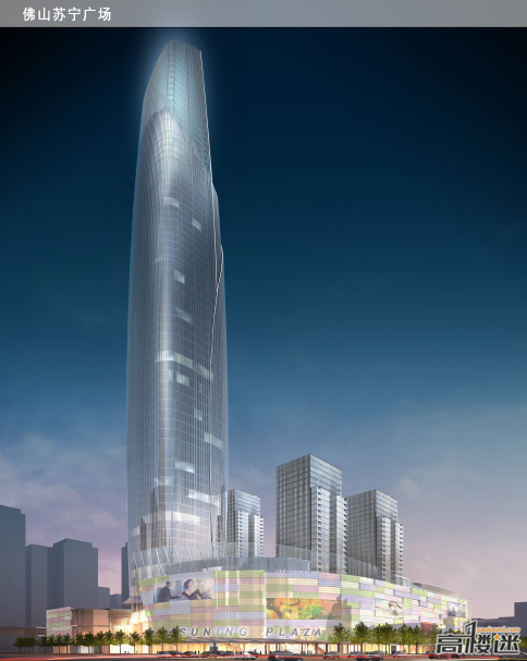 3万平方米,由61层318米高的主塔楼,7层商业裙楼,商业步行街以及4