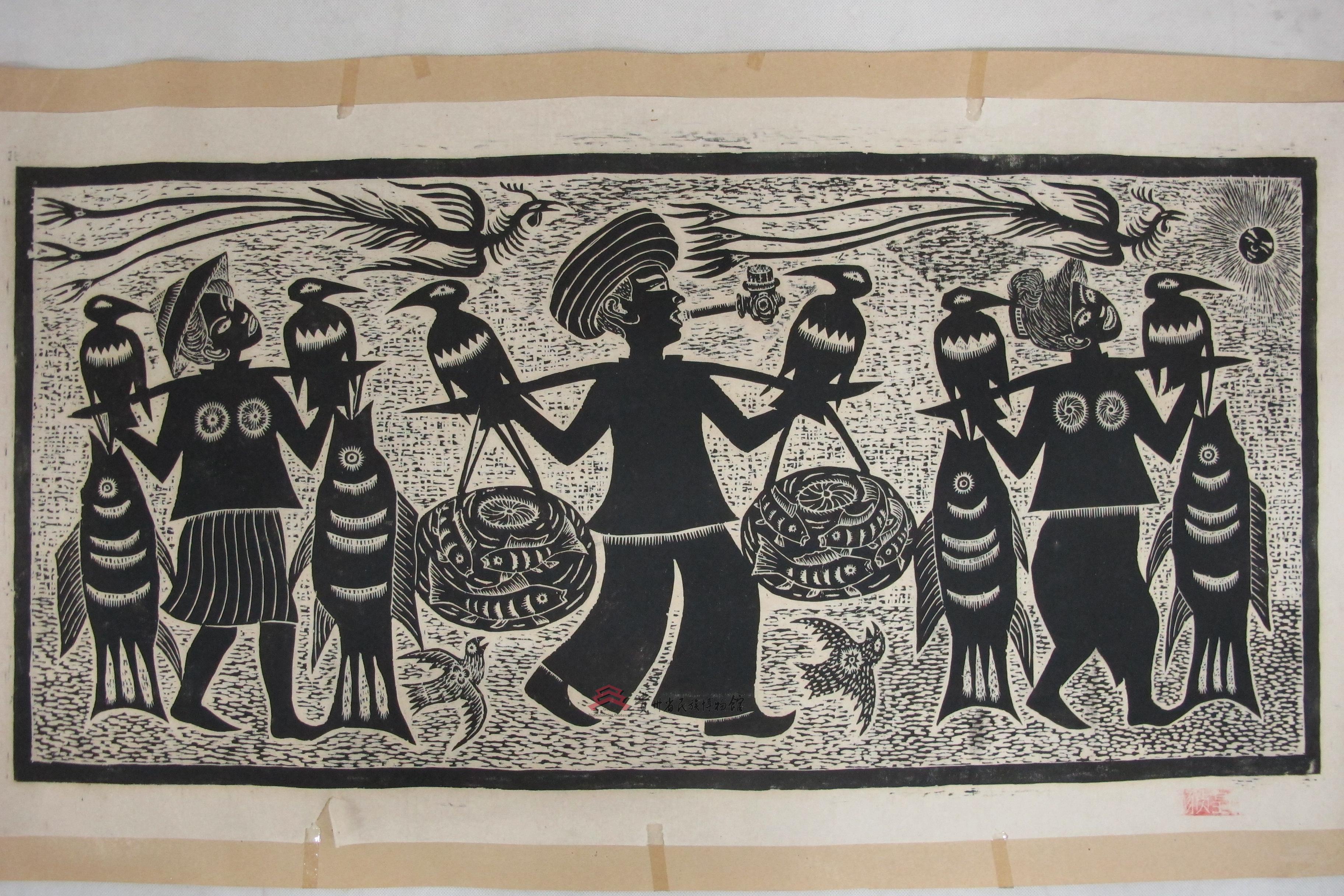 当代舟溪苗族农民画-赶乡场