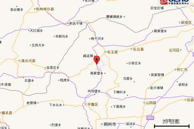  p>2022年9月3日10时47分,在山西朔州市右玉县(北纬39.87度,东经112.