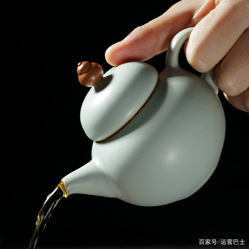 汝窯瓜稜紋提梁壺 茶壺 景徳鎮 茶道工芸品 美術品